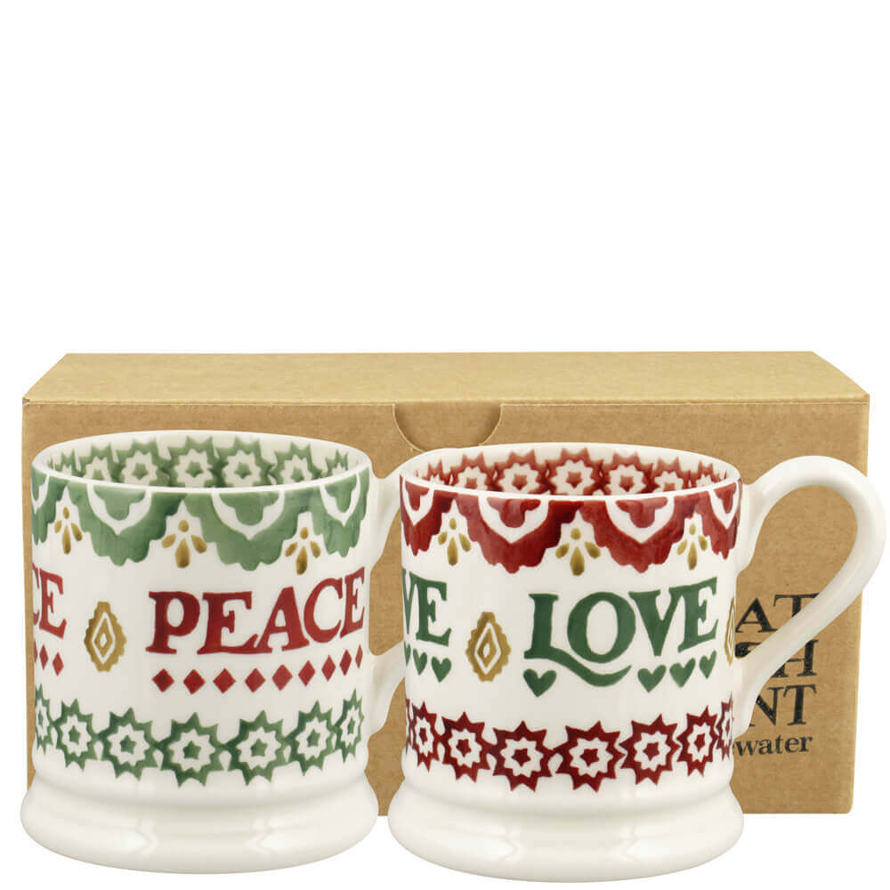 Emma Bridgewater Christmas Joy Set of 2 Half Pint Mugs